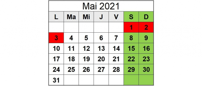 calendar luna mai 2021