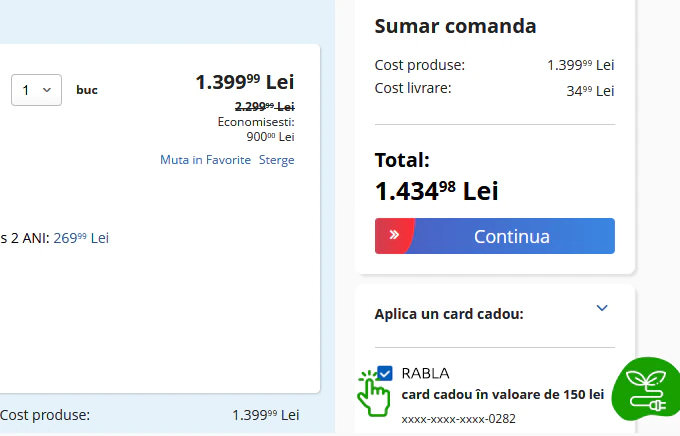 cos cumparaturi card cadou Rabla 2021 eMAG