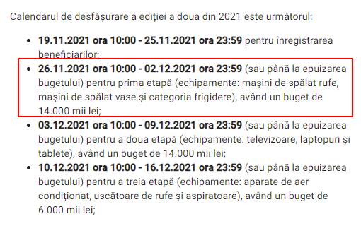 etapa 1 rabla electrocasnice noiembrie 2021